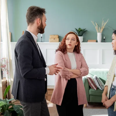 Reunião entre moradores em processo de mediação condominial