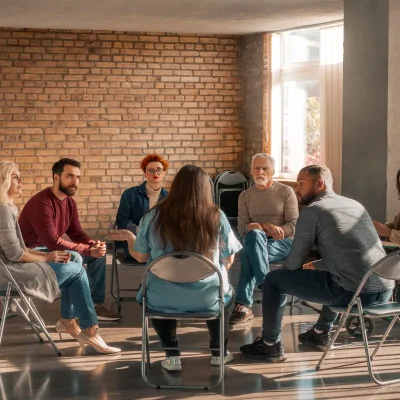 Pessoas sentadas discutindo, simbolizando assembleia hibrida