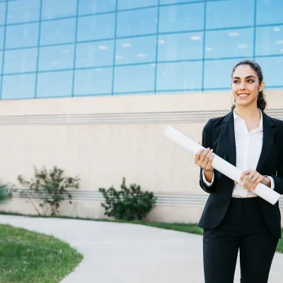Profissional representando uma administradora de condomínio