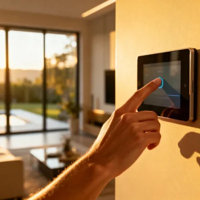 Painel digital ilustrando sistemas de segurança para condomínios.