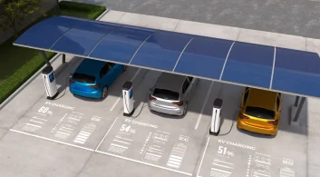 Estação de recarga de veículos elétricos com carros conectados