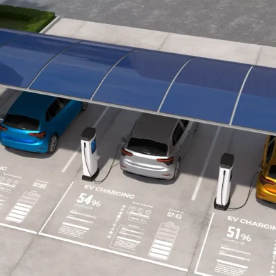 Estação de recarga de veículos elétricos com carros conectados