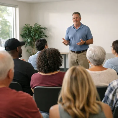 Carta de convocação para reunião de condomínio ilustrada com uma assembleia