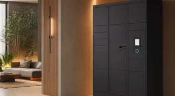 Armário inteligente para condomínio em hall moderno