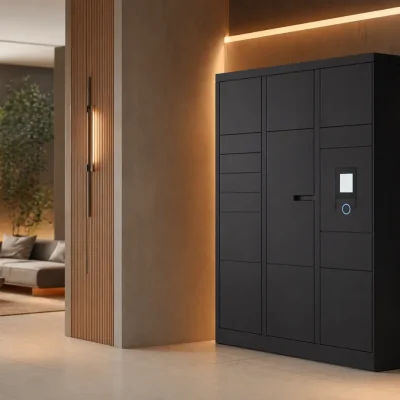 Armário inteligente para condomínio em hall moderno